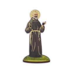 Statuetta bidimensionale di Padre Pio con preghiera e biografia