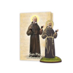 Statuetta bidimensionale di Padre Pio con preghiera e biografia
