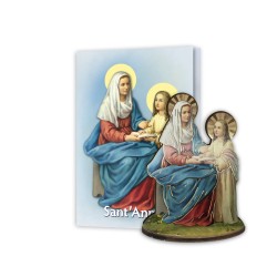 Statuetta bidimensionale di Sant'Anna con preghiera e biografia