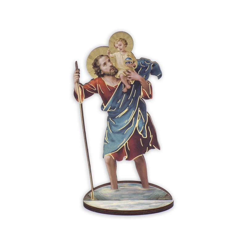 Statuetta bidimensionale di San Cristoforo con preghiera e biografia Statuetta bidimensionale di San Cristoforo con preghiera e biografia