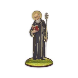 Statuetta bidimensionale di San Benedetto con preghiera e biografia