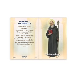 Statuetta bidimensionale di San Benedetto con preghiera e biografia
