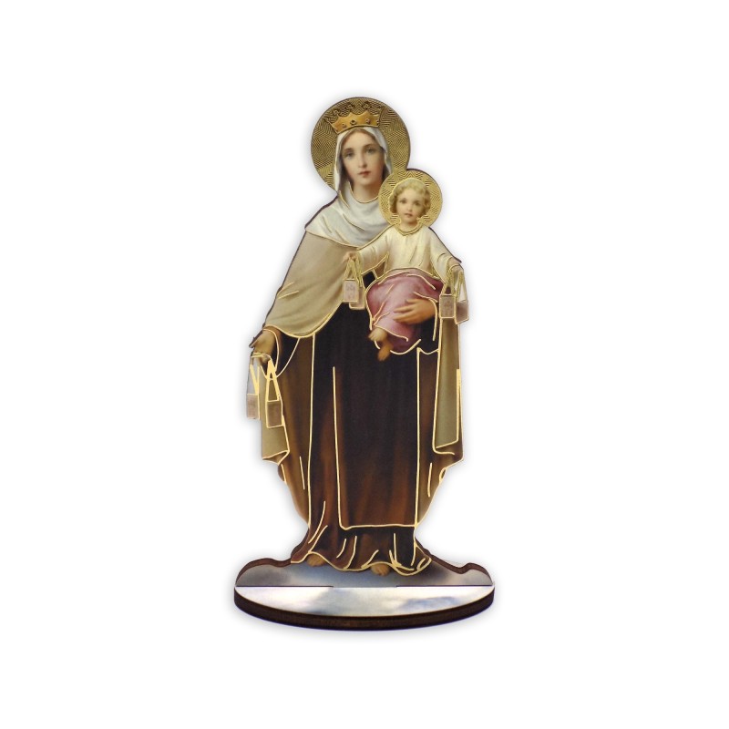 Statuetta bidimensionale della Madonna del Carmelo con preghiera e biografia Statuetta bidimensionale della Madonna del Carmelo con preghiera e biografia