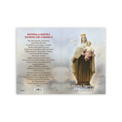 Statuetta bidimensionale della Madonna del Carmelo con preghiera e biografia
