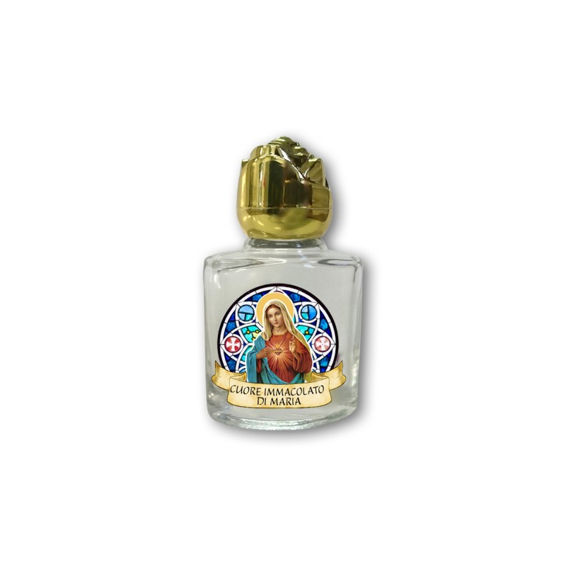 Bottiglietta da 10 ml in vetro con tappo dorato per Acqua Santa Cuore Immacolato di Maria Bottiglietta da 10 ml in vetro con tappo dorato per Acqua Santa Cuore Immacolato di Maria