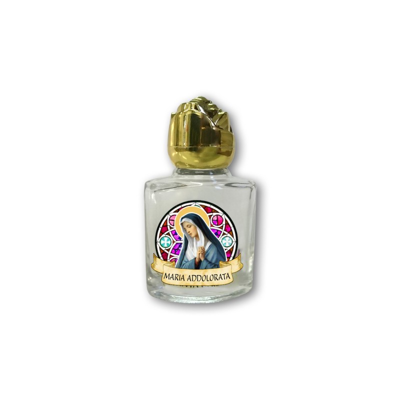 Bottiglietta da 10 ml in vetro con tappo dorato per Acqua Santa Maria Addolorata Bottiglietta da 10 ml in vetro con tappo dorato per Acqua Santa Maria Addolorata