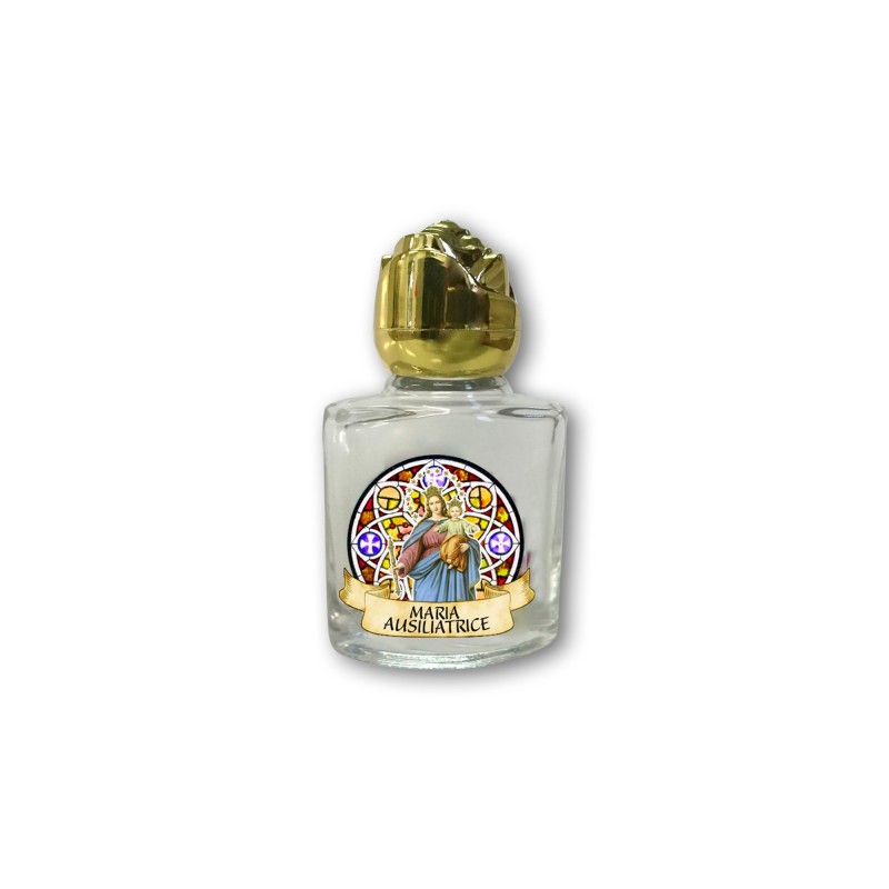 Bottiglietta da 10 ml in vetro con tappo dorato per Acqua Santa Maria Ausiliatrice Bottiglietta da 10 ml in vetro con tappo dorato per Acqua Santa Maria Ausiliatrice