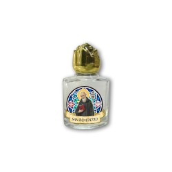 Bottiglietta da 10 ml in vetro con tappo dorato per Acqua Santa San Benedetto