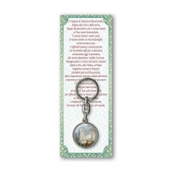 Portachiavi doubleface in acciaio con San Cristoforo e la Vergine di Fatima