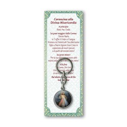 Portachiavi doubleface in acciaio con Gesù Misericordioso e San Faustina