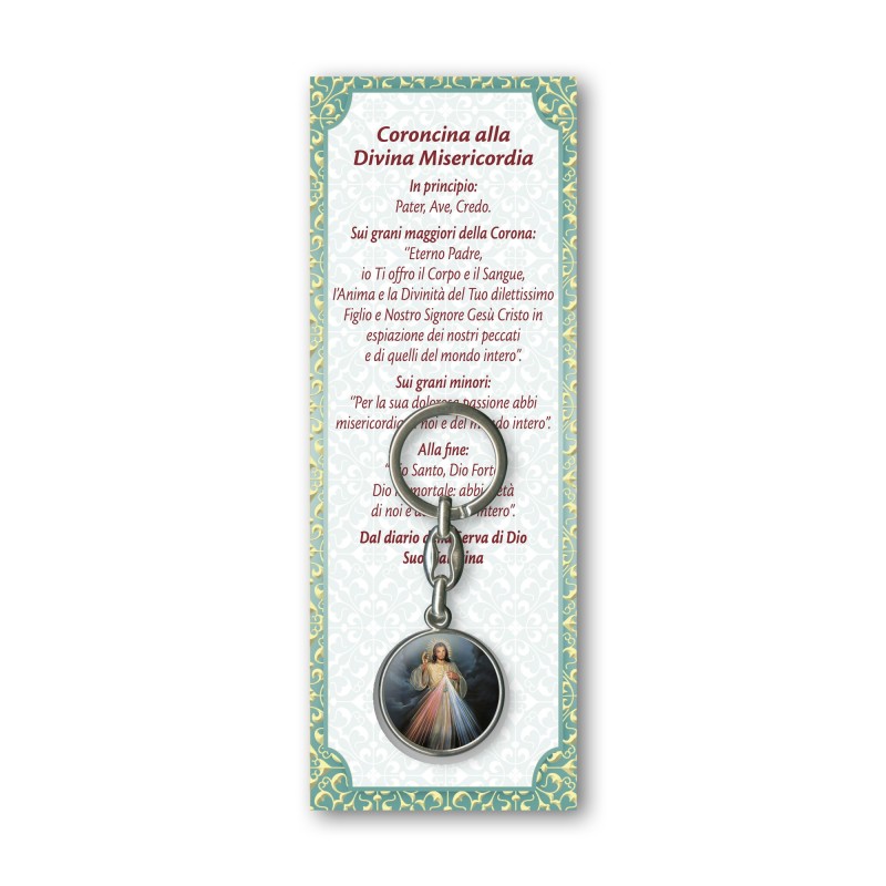 Portachiavi doubleface in acciaio con Gesù Misericordioso e San Faustina Portachiavi doubleface in acciaio con Gesù Misericordioso e San Faustina