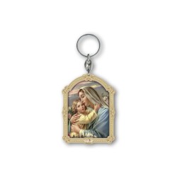 Portachiavi in legno della Madonna con bambino