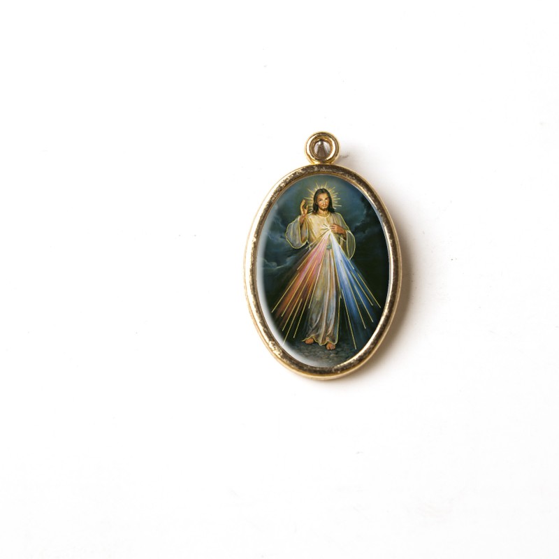 Medaglia ovale dorata di Gesù Misericordioso Medaglia ovale dorata di Gesù Misericordioso