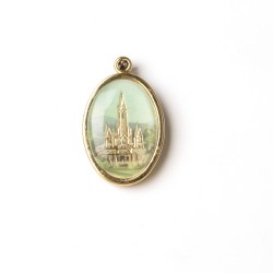Medaglia ovale dorata del Santuario di Lourdes