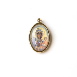 Medaglia ovale dorata della Madonna di Czestochowa