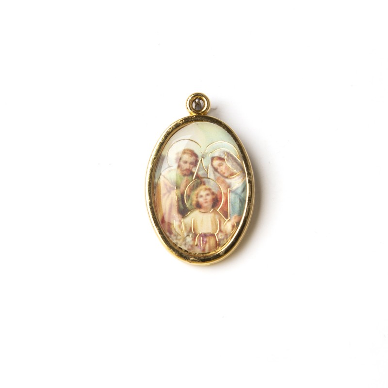 Medaglia ovale dorata della Sacra Famiglia Medaglia ovale dorata della Sacra Famiglia