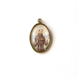 Medaglia ovale dorata di San Francesco