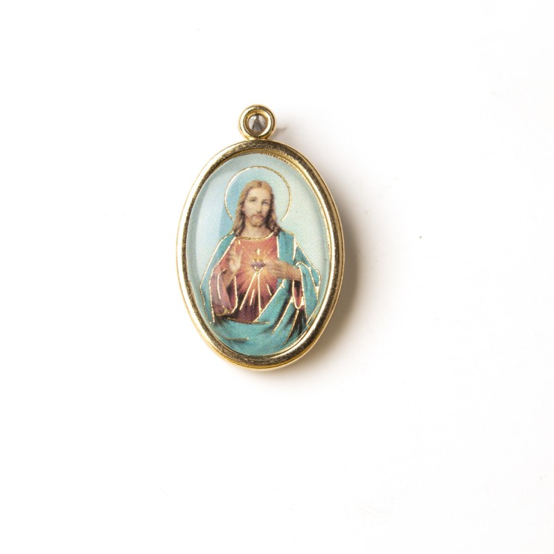 Medaglia ovale dorata del Sacro Cuore di Gesù Medaglia ovale dorata del Sacro Cuore di Gesù