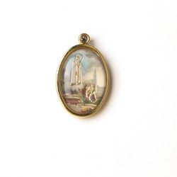 Medaglia ovale dorata della Madonna di Fatima