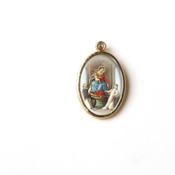 Medaglia ovale dorata della Vergine del SS. Rosario