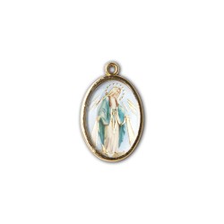 Medaglia ovale dorata double-face della Madonna Miracolosa e delle Medaglie