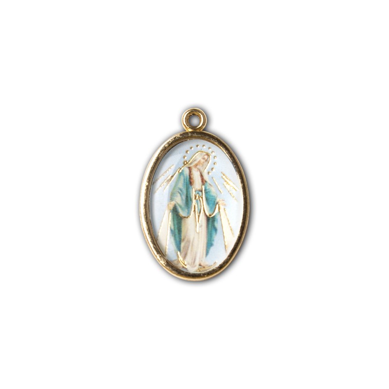 Medaglia ovale dorata double-face della Madonna Miracolosa e delle Medaglie Medaglia ovale dorata double-face della Madonna Miracolosa e delle Medaglie