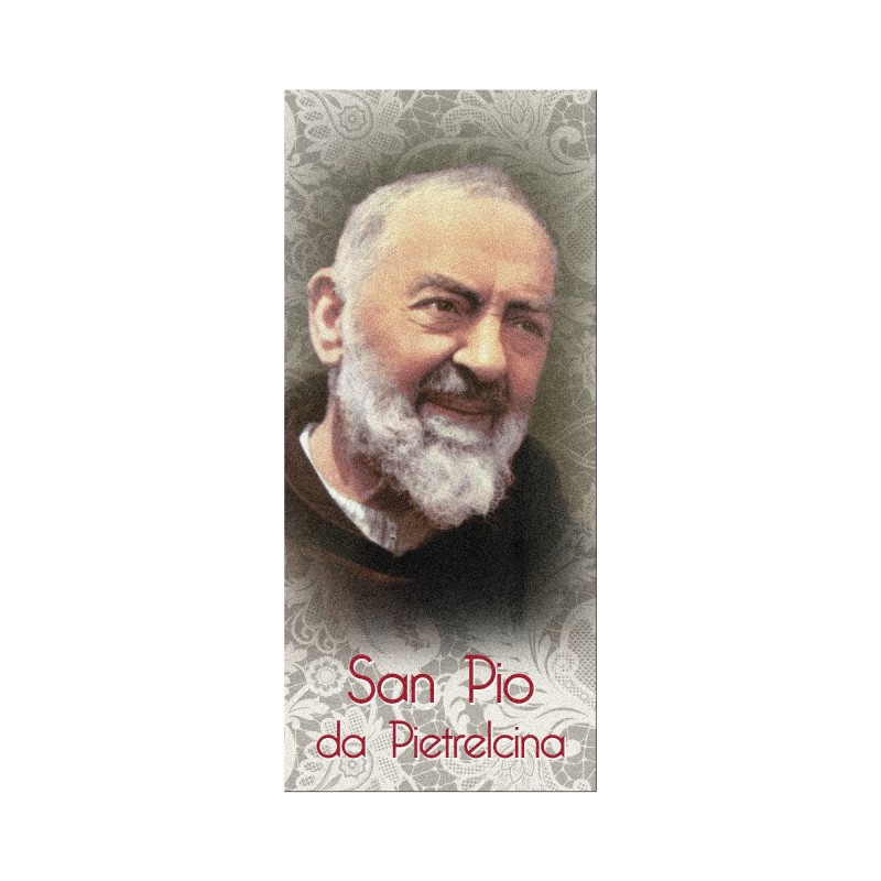 Segnalibro in pregiato cartoncino perlato di Padre Pio con preghiera a retro Segnalibro in pregiato cartoncino perlato di Padre Pio con preghiera a retro