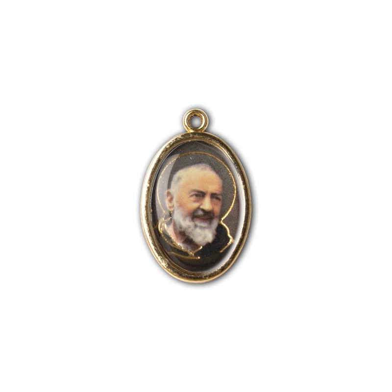 Medaglia ovale dorata double-face di Padre Pio e di Papa Giovanni Paolo II Medaglia ovale dorata double-face di Padre Pio e di Papa Giovanni Paolo II