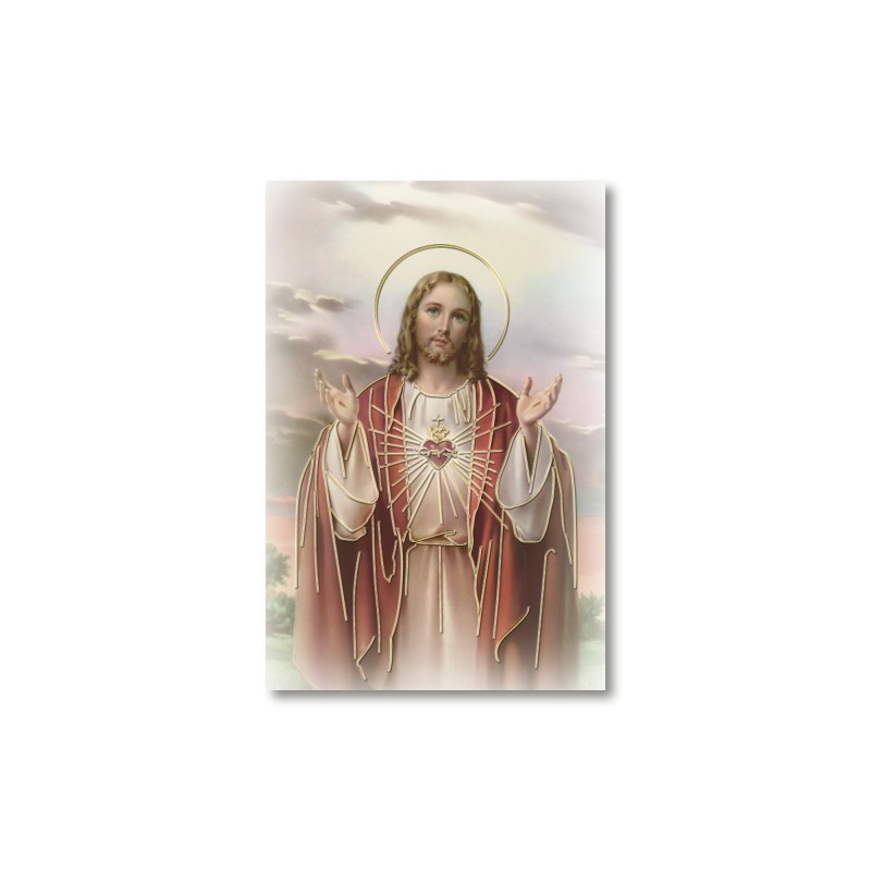 Santino Mignon Sacro Cuore di Gesù con oro a caldo Santino Mignon Sacro Cuore di Gesù con oro a caldo