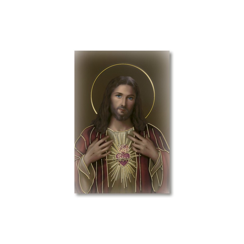 Santino Mignon Sacro Cuore di Gesù con oro a caldo Santino Mignon Sacro Cuore di Gesù con oro a caldo