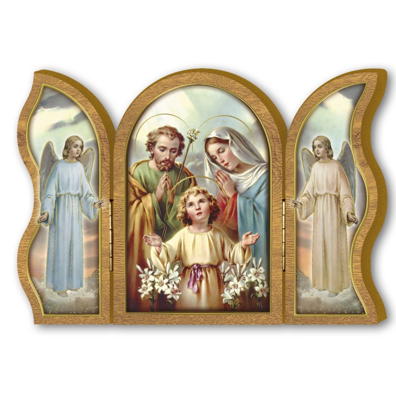 Polittico devozionale in legno della Sacra Famiglia Polittico devozionale in legno della Sacra Famiglia