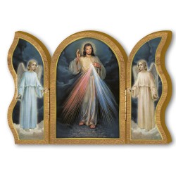 Polittico devozionale in legno di Gesù Misericordioso