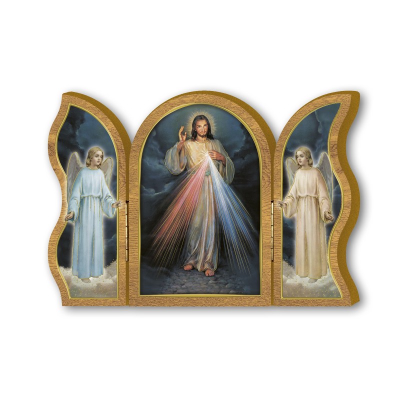 Trittico devozionale in legno del Gesù Misericordioso Trittico devozionale in legno del Gesù Misericordioso