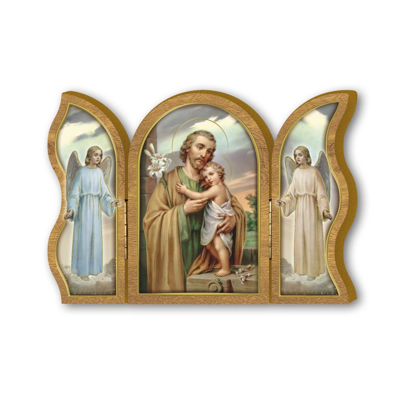 Trittico devozionale in legno di San Giuseppe Trittico devozionale in legno di San Giuseppe