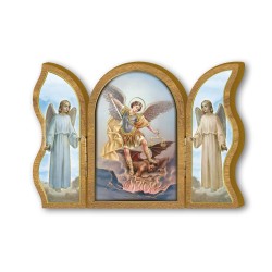 Trittico devozionale in legno di San Michele