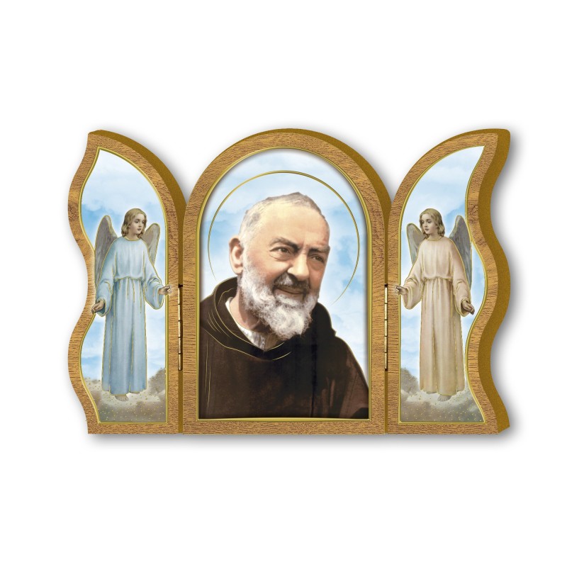 Trittico devozionale in legno di Padre Pio Trittico devozionale in legno di Padre Pio