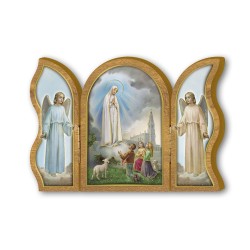 Trittico devozionale in legno della Madonna di Fatima