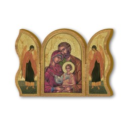 Trittico devozionale in legno della Sacra Famiglia
