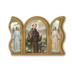 Trittico devozionale in legno di San Francesco