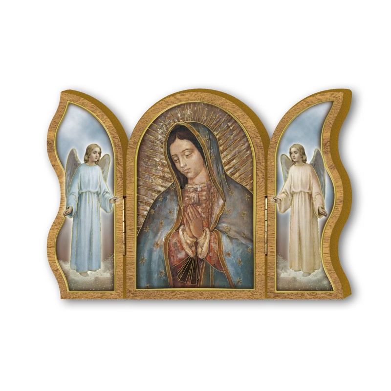 Trittico devozionale in legno della Madonna di Guadalupe Trittico devozionale in legno della Madonna di Guadalupe