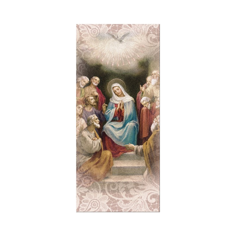 Segnalibro in pregiato cartoncino perlato della Pentecoste con preghiera a retro Segnalibro in pregiato cartoncino perlato della Pentecoste con preghiera a retro