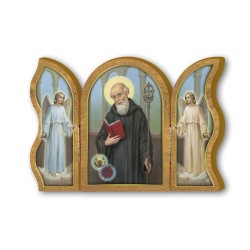 Trittico devozionale in legno di San Benedetto