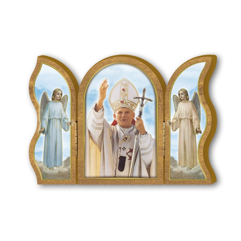 Trittico devozionale in legno di Papa Giovanni Paolo II Trittico devozionale in legno di Papa Giovanni Paolo II