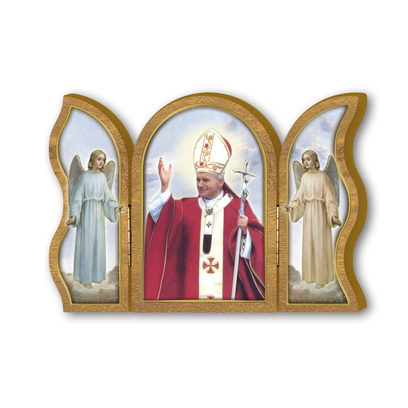 Trittico devozionale in legno di Papa Giovanni Paolo II Trittico devozionale in legno di Papa Giovanni Paolo II