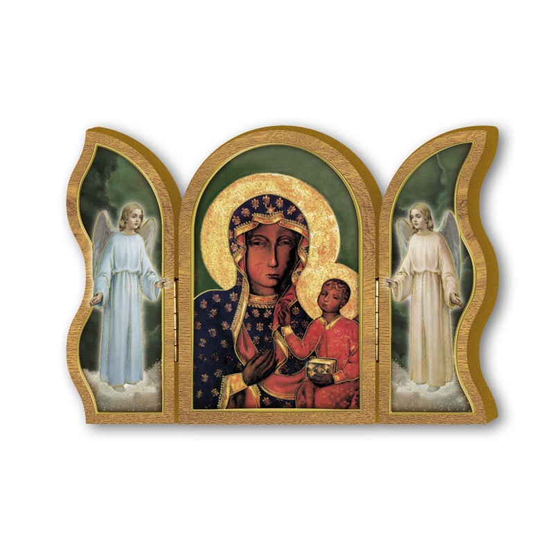 Trittico devozionale in legno della Madonna di Czestochowa Trittico devozionale in legno della Madonna di Czestochowa