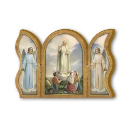 Trittico devozionale in legno della Madonna di Fatima