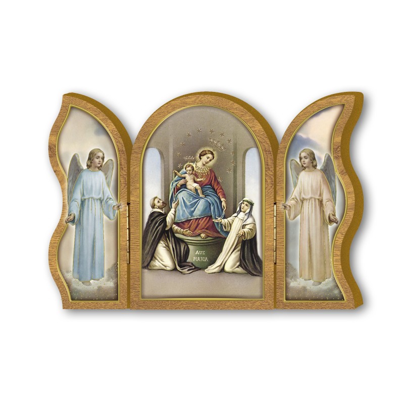 Trittico devozionale in legno della Madonna di Pompei Trittico devozionale in legno della Madonna di Pompei