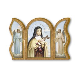 Trittico devozionale in legno di Santa Teresa