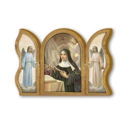 Trittico devozionale in legno di Santa Rita