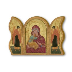Trittico devozionale in legno della Madonna della Tenerezza
